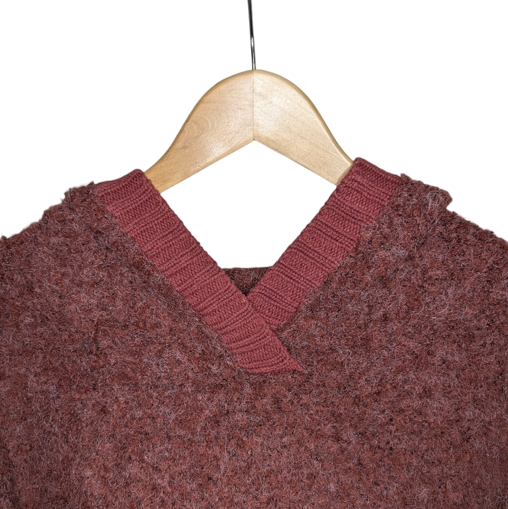 Free People Mila Hoodie Sweater Size Small Cherry Mahogany Oversized Boucle Knit - Picture 4 of 14